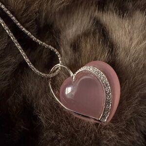 Rose Quartz Sterling Silver Heart Pendant Necklace